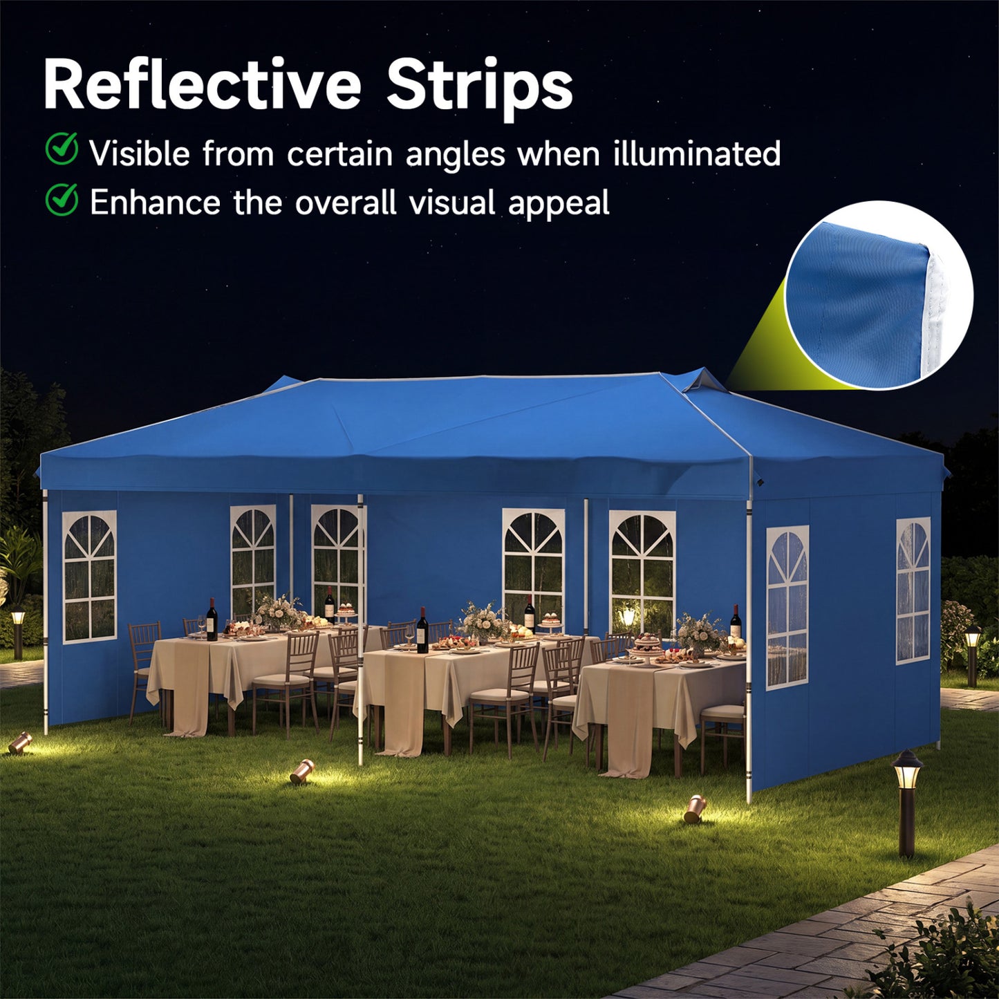 10x20 FT Pop Up Canopy Tent with 6 Sidewalls, Blue
