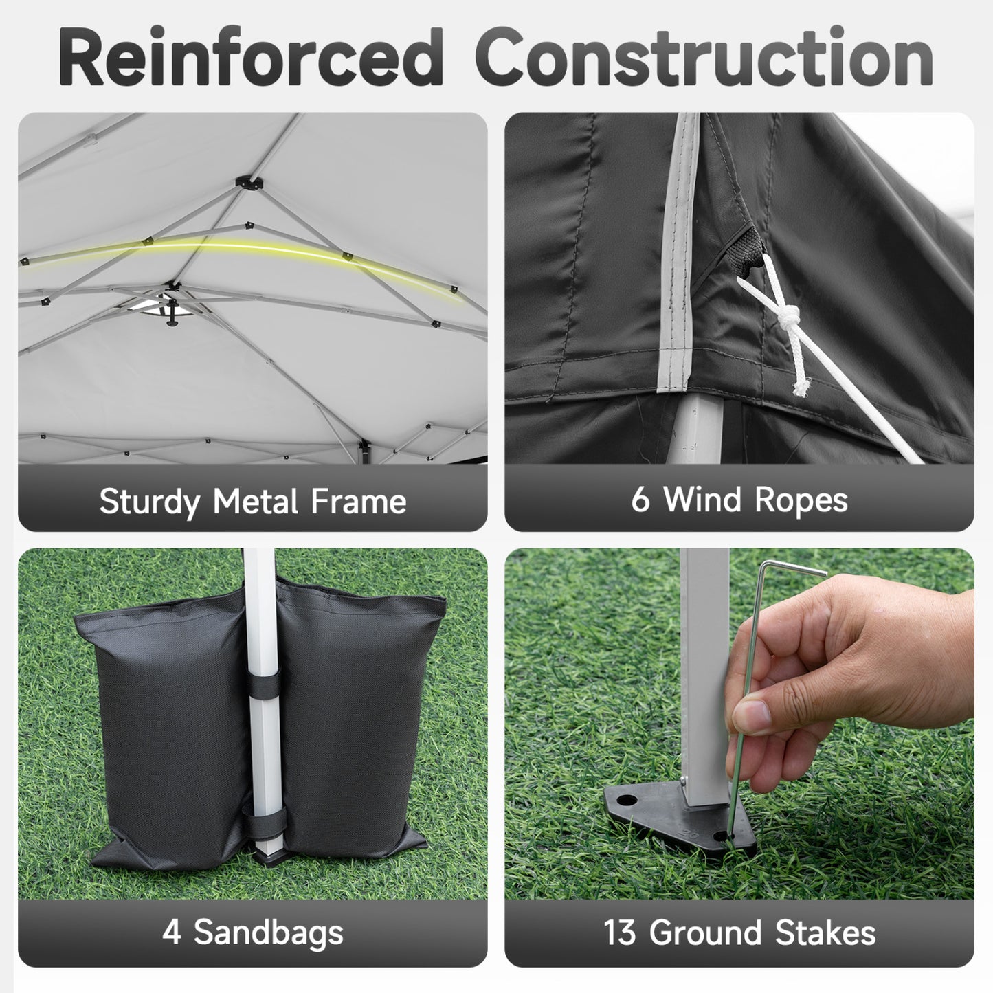 10x20 Ft Pop Up Canopy Tent with 6 Sidewalls, Black