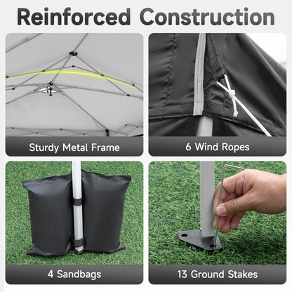 10x20 Ft Pop Up Canopy Tent with 6 Sidewalls, Black