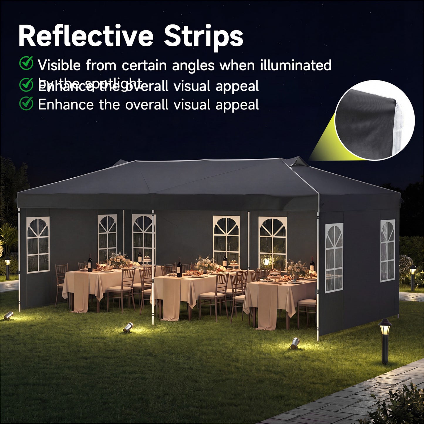 10x20 Ft Pop Up Canopy Tent with 6 Sidewalls, Black