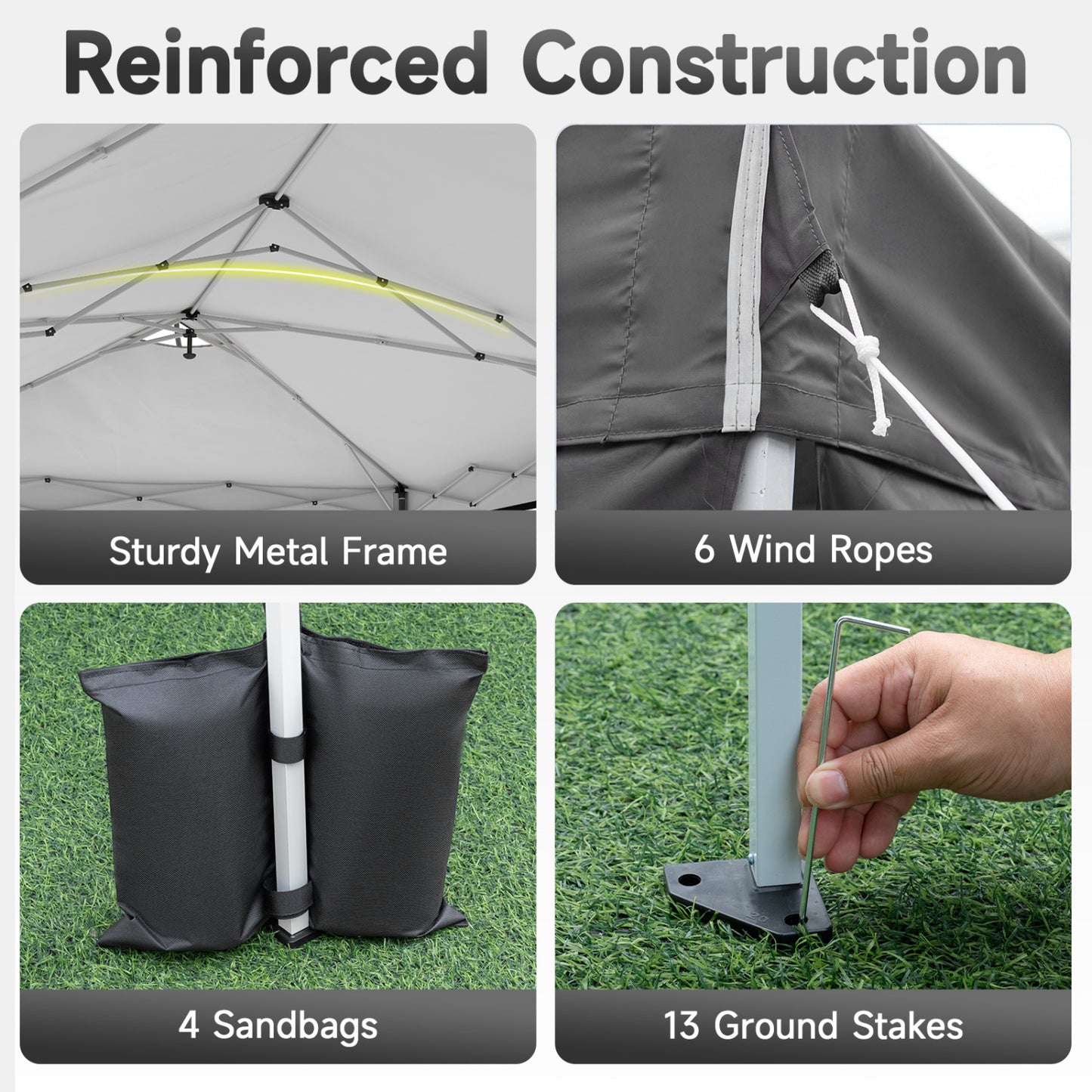10 x 20 FT Pop Up Canopy Tent With 6 Sidewalls, Gray