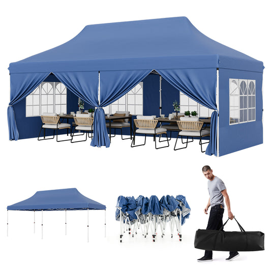 10 x 20 FT Pop Up Canopy With 6 Sidewalls, Windows, Carrying Bag, Blue Canopies Blue at Gallery Canada