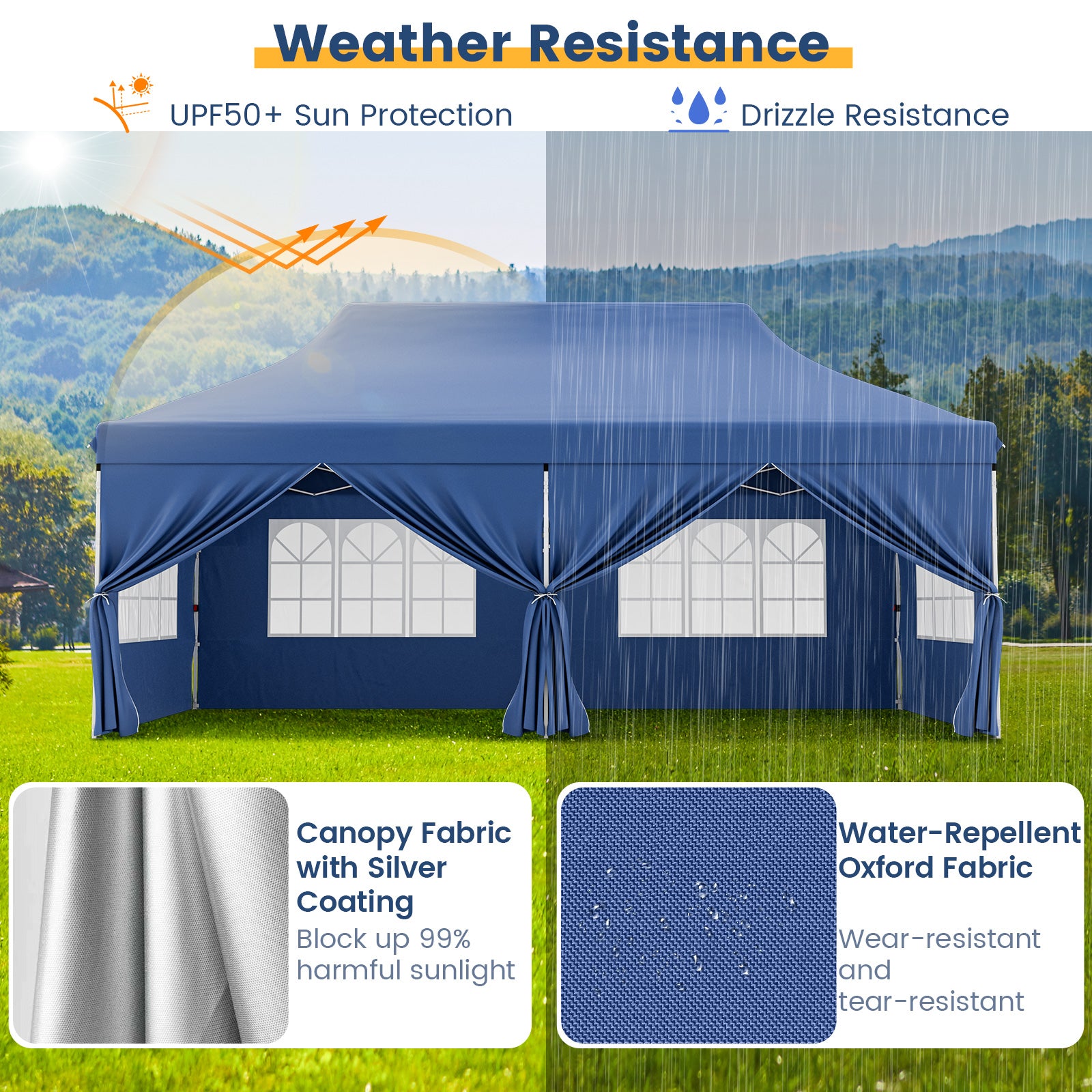 10 x 20 FT Pop Up Canopy With 6 Sidewalls, Windows, Carrying Bag, Blue Canopies at Gallery Canada