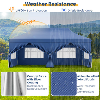 10 x 20 FT Pop Up Canopy With 6 Sidewalls, Windows, Carrying Bag, Blue Canopies at Gallery Canada