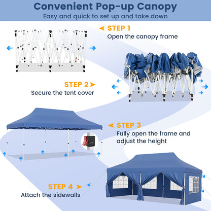 10 x 20 FT Pop Up Canopy With 6 Sidewalls, Windows, Carrying Bag, Blue Canopies at Gallery Canada