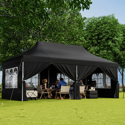 10 x 20 FT Pop Up Canopy, 6 Sidewalls With Windows, Carrying Bag, Black Canopies at Gallery Canada