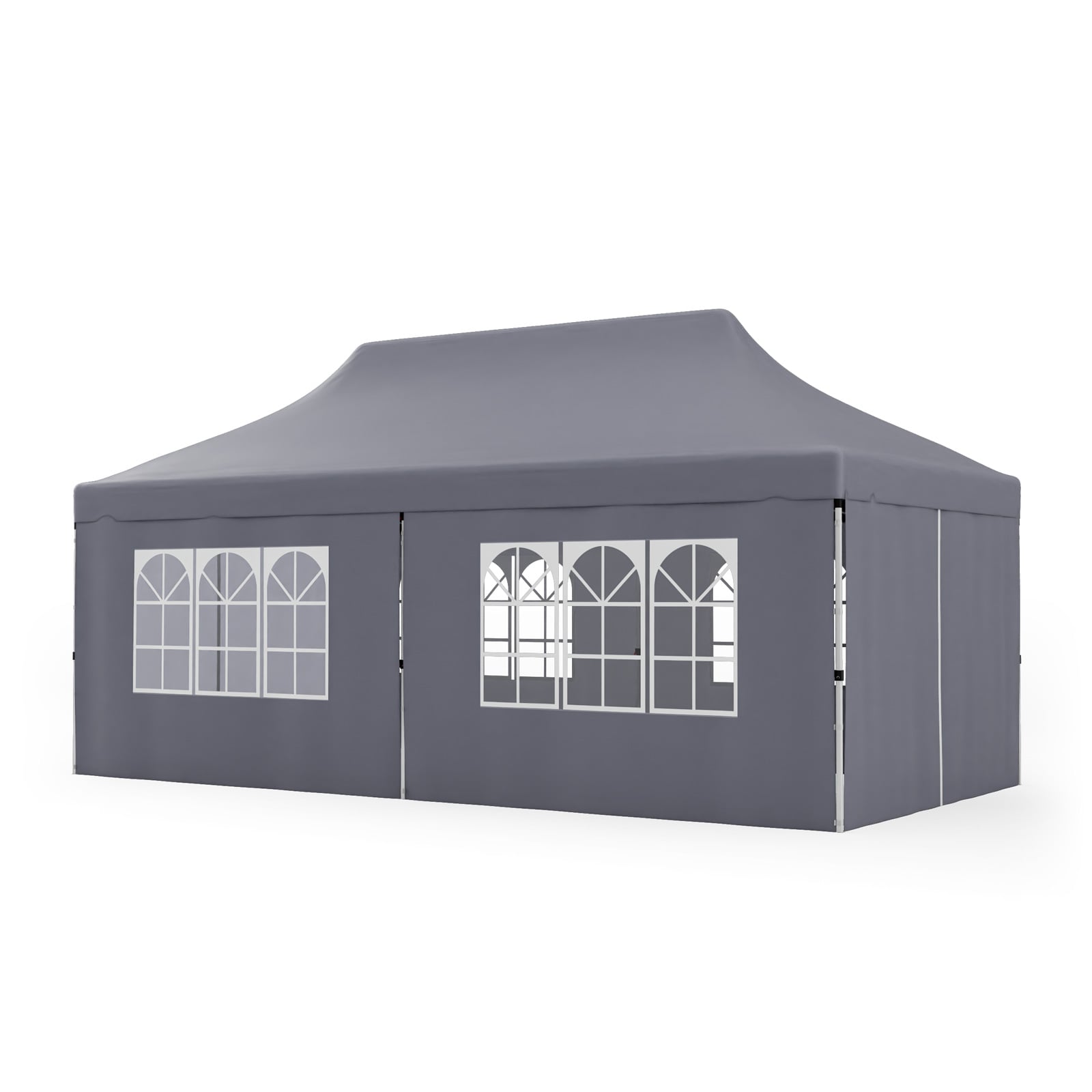 10 x 20 FT Pop Up Canopy, 6 Sidewalls With Windows, Carrying Bag, Gray Canopies Gray at Gallery Canada