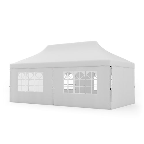 10x20 FT Pop Up Canopy With 6 Sidewalls, Windows, Carrying Bag, White