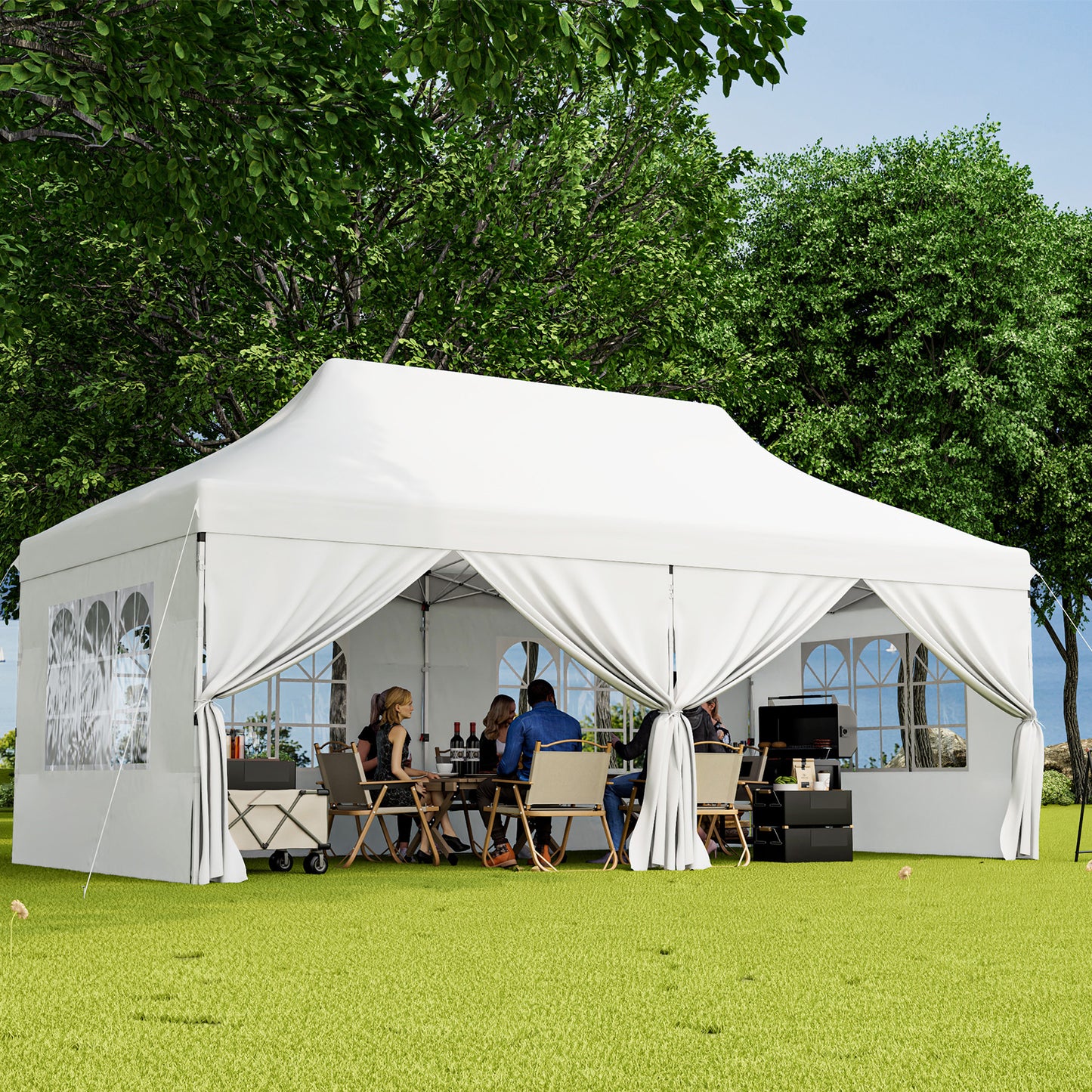10x20 FT Pop Up Canopy With 6 Sidewalls, Windows, Carrying Bag, White Canopies at Gallery Canada