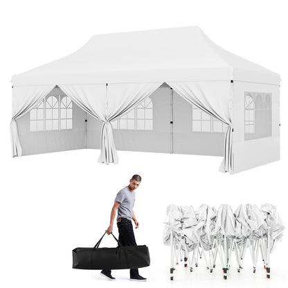 10x20 FT Pop Up Canopy With 6 Sidewalls, Windows, Carrying Bag, White Canopies at Gallery Canada