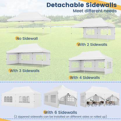 10x20 FT Pop Up Canopy With 6 Sidewalls, Windows, Carrying Bag, White Canopies at Gallery Canada