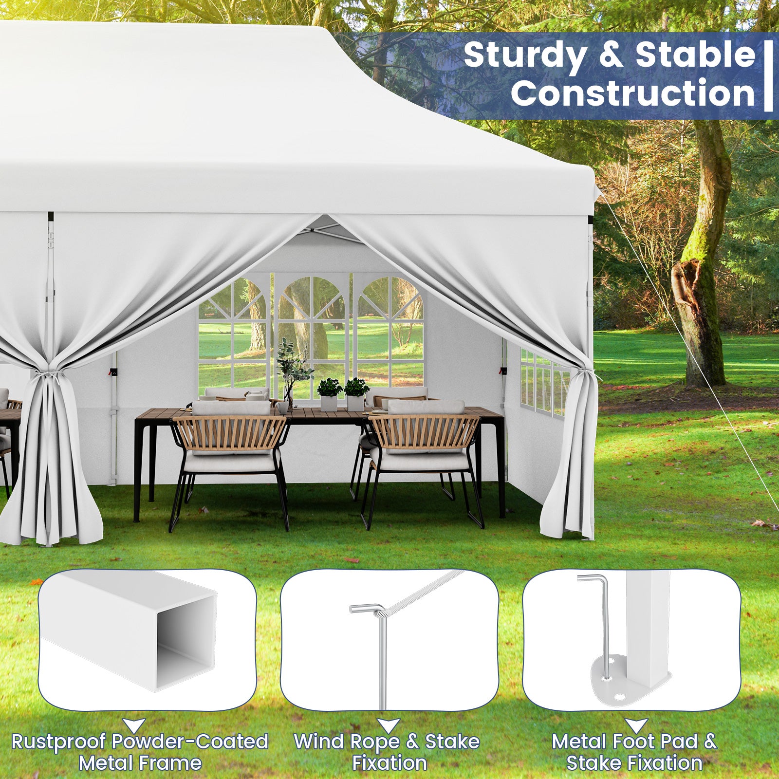 10x20 FT Pop Up Canopy With 6 Sidewalls, Windows, Carrying Bag, White Canopies at Gallery Canada