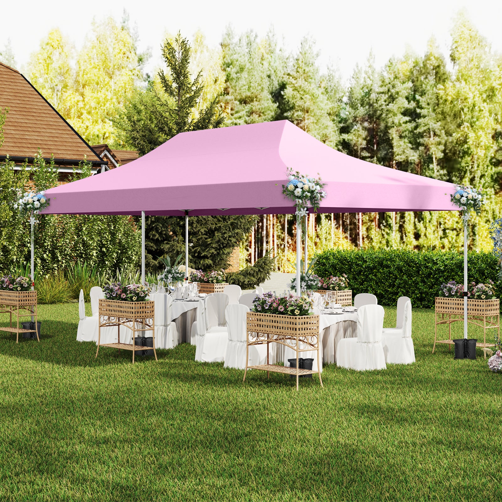 10 x 20 Feet Pop Up Canopy, 6 Sidewalls Windows, Carrying Bag, Pink Canopies at Gallery Canada