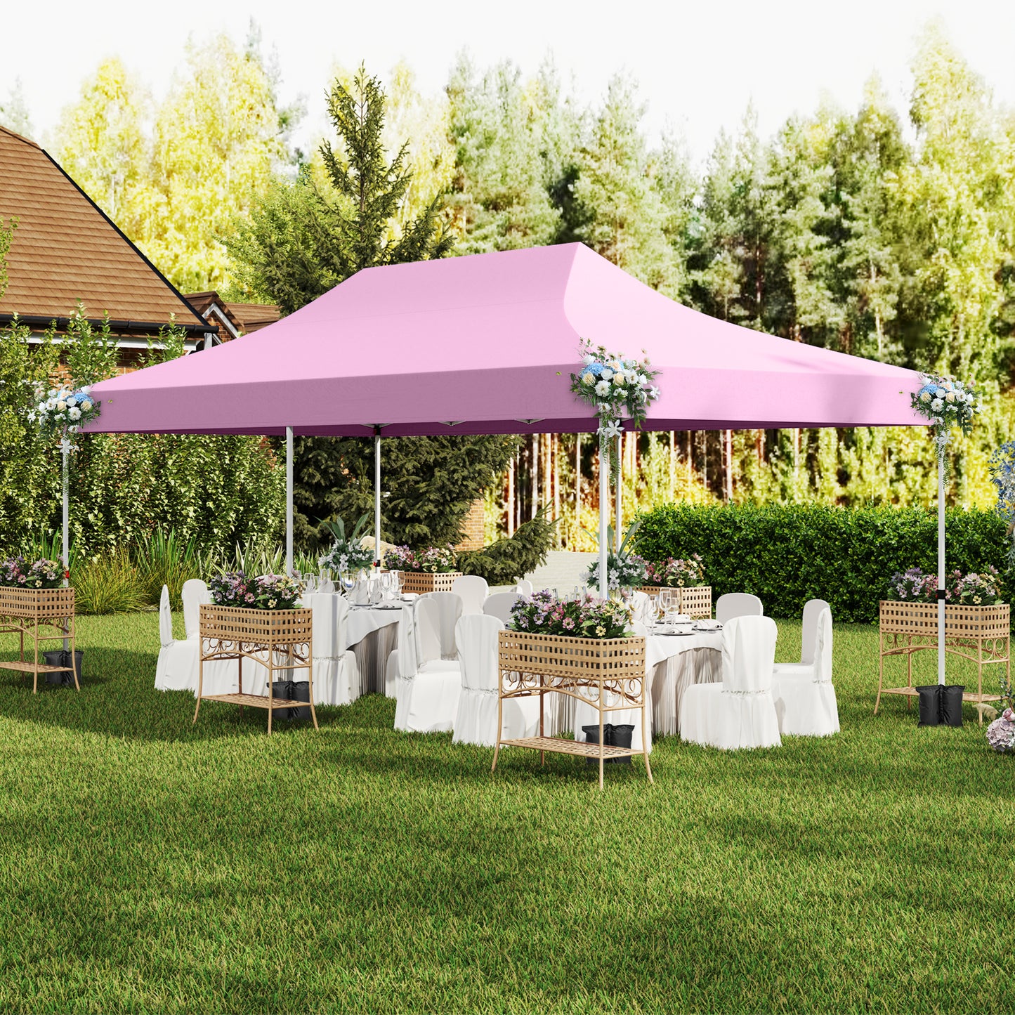 10 x 20 Feet Pop Up Canopy, 6 Sidewalls Windows, Carrying Bag, Pink Canopies at Gallery Canada