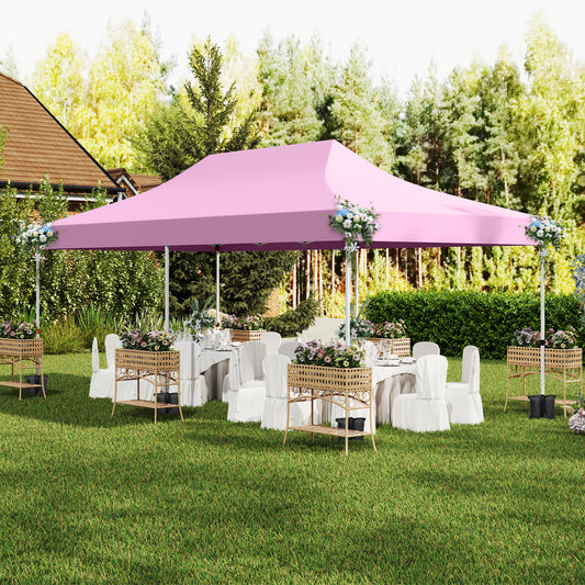 10 x 20 Feet Pop Up Canopy, 6 Sidewalls Windows, Carrying Bag, Pink