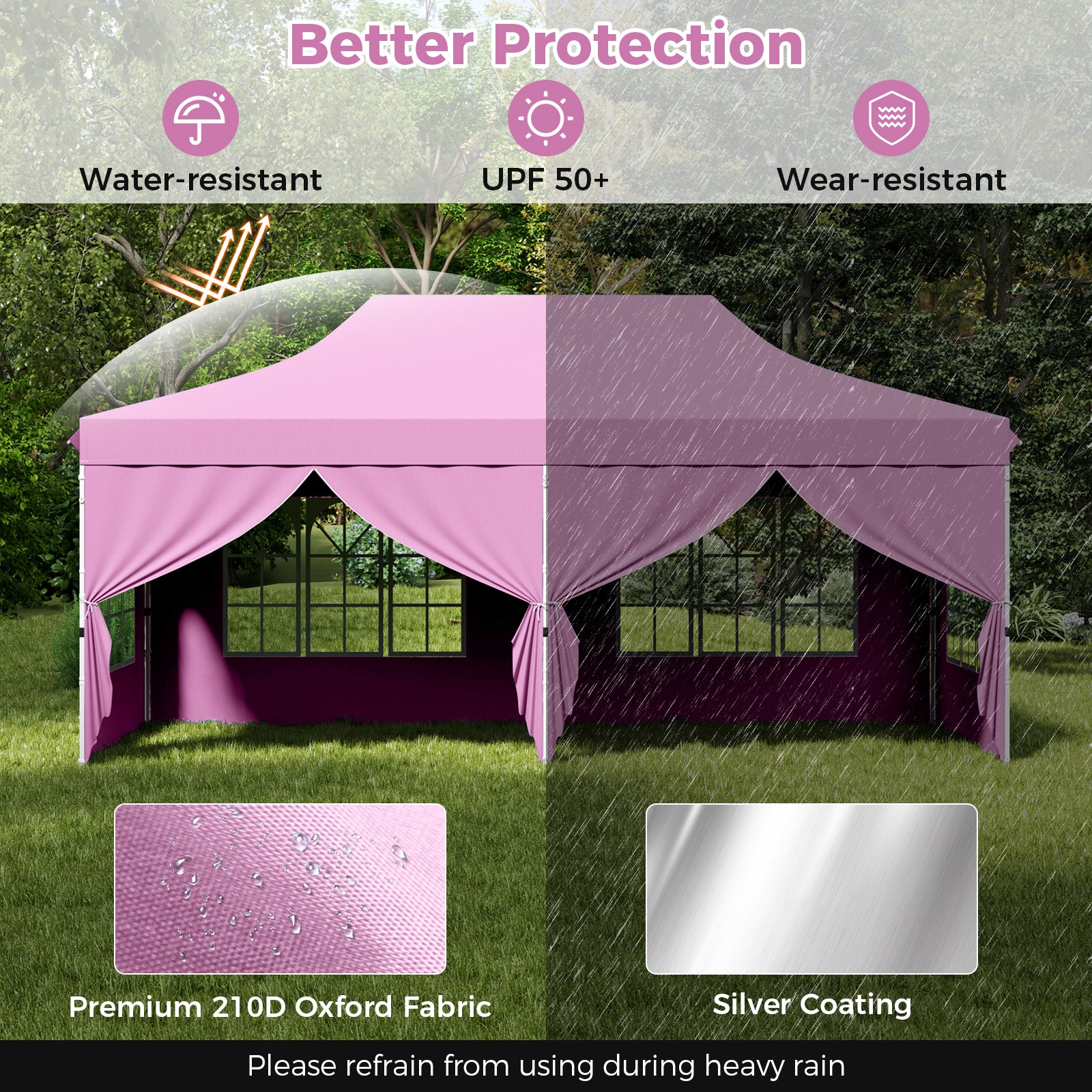 10 x 20 Feet Pop Up Canopy, 6 Sidewalls Windows, Carrying Bag, Pink Canopies at Gallery Canada