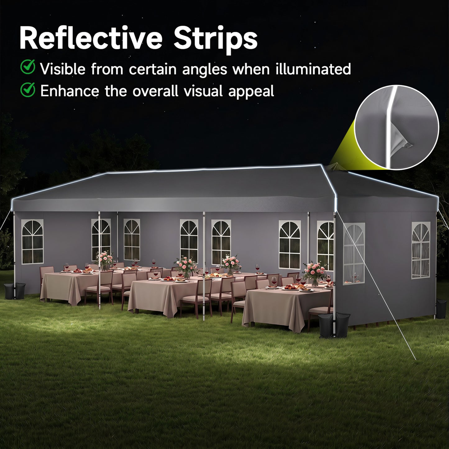 10 X 30 Ft Pop Up Canopy Tent with 8 Sidewalls, Gray