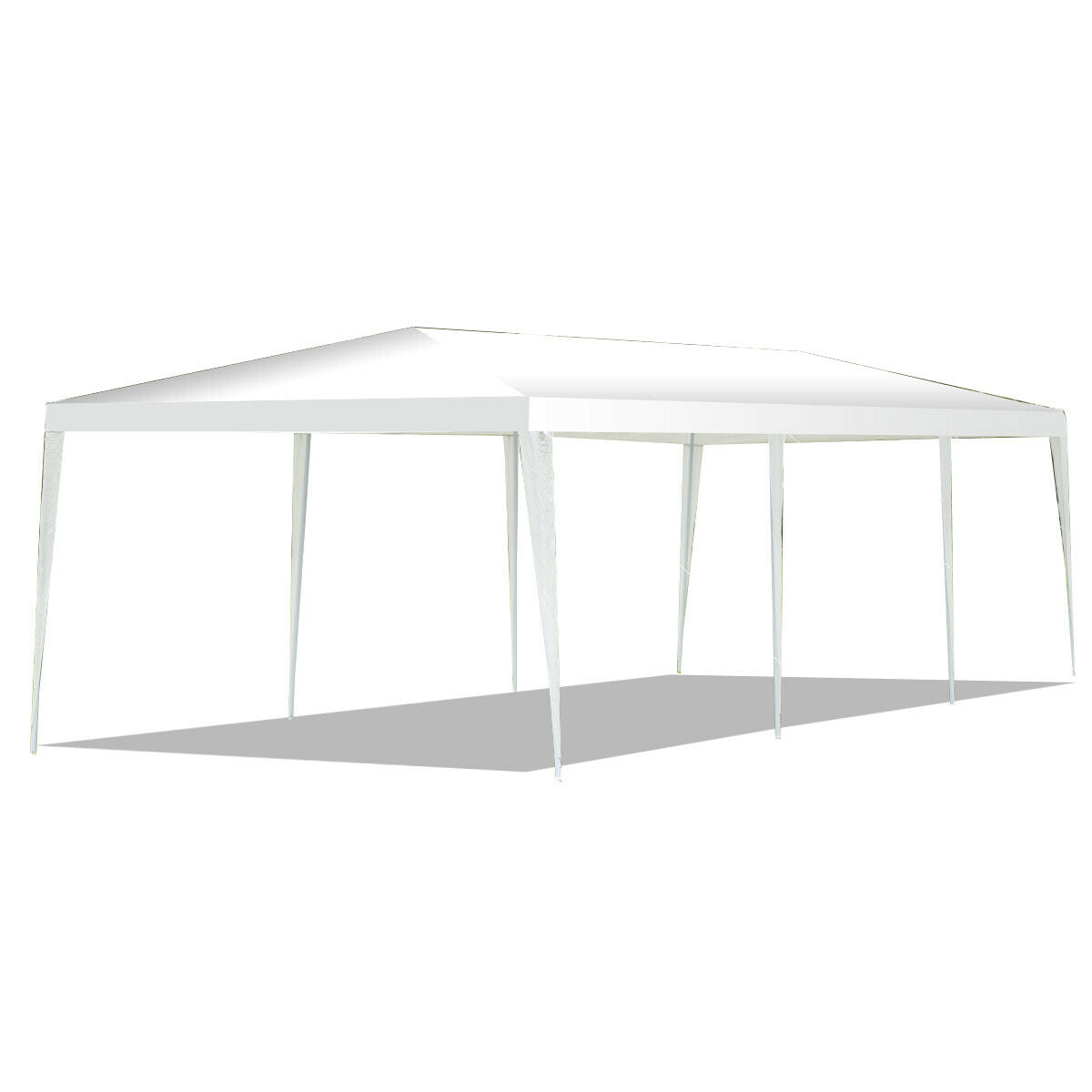 10 x 30 Feet Gazebo Canopy Tent with Connection Stakes and Wind Ropes, White Canopies White at Gallery Canada