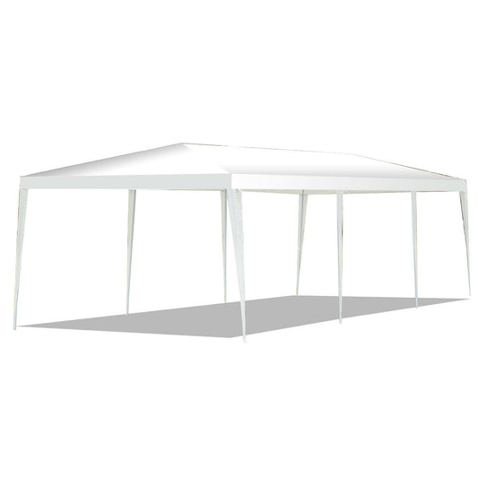 10 x 30 Feet Gazebo Canopy Tent, With Stakes And Ropes, White Canopies White at Gallery Canada