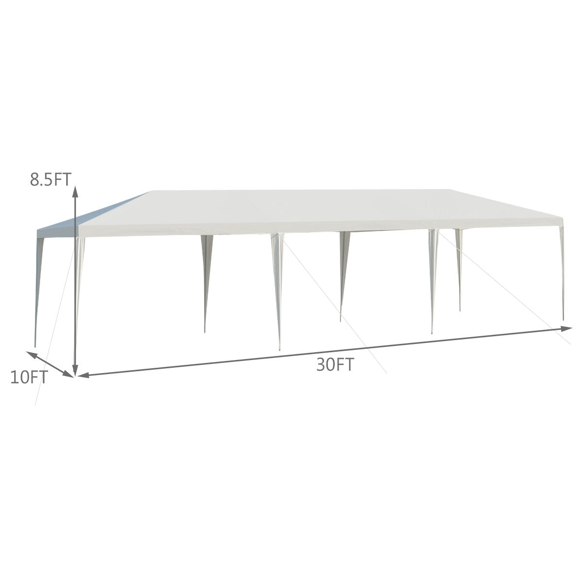 10 x 30 Feet Gazebo Canopy Tent with Connection Stakes and Wind Ropes, White Canopies at Gallery Canada