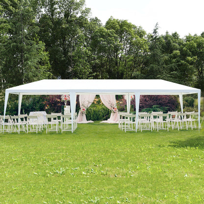 10 x 30 Feet Gazebo Canopy Tent with Connection Stakes and Wind Ropes, White Canopies at Gallery Canada