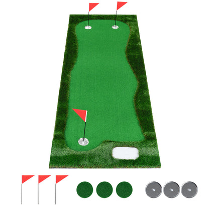 Golf Putting Green, 3 Hole Cups & Flags