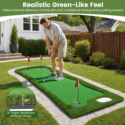 Golf Putting Green, 3 Hole Cups & Flags