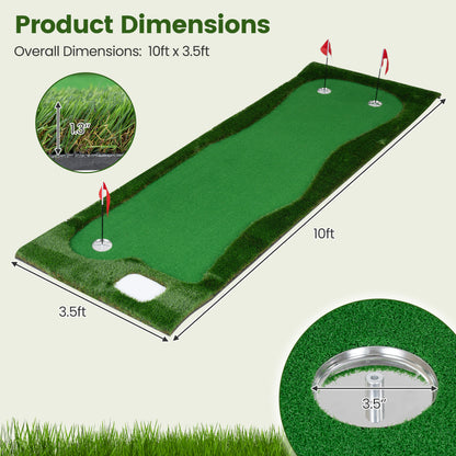 Golf Putting Green, 3 Hole Cups & Flags
