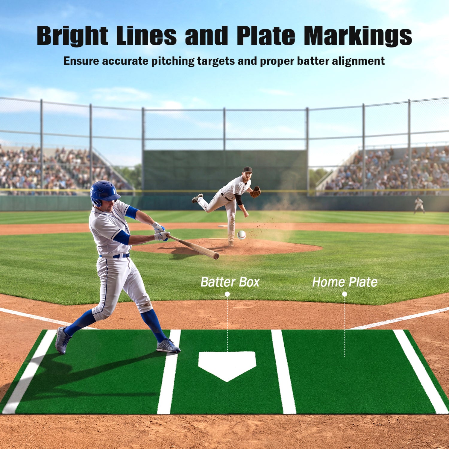 10 x 3.8 ft Baseball Softball Hitting Mat, Home Plate, Green Golf at Gallery Canada