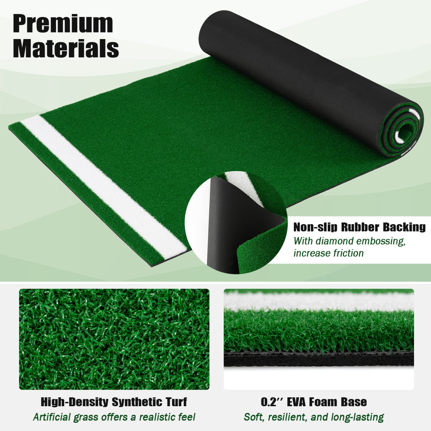 10 x 3.8 ft Baseball Softball Hitting Mat, Home Plate, Green Golf at Gallery Canada