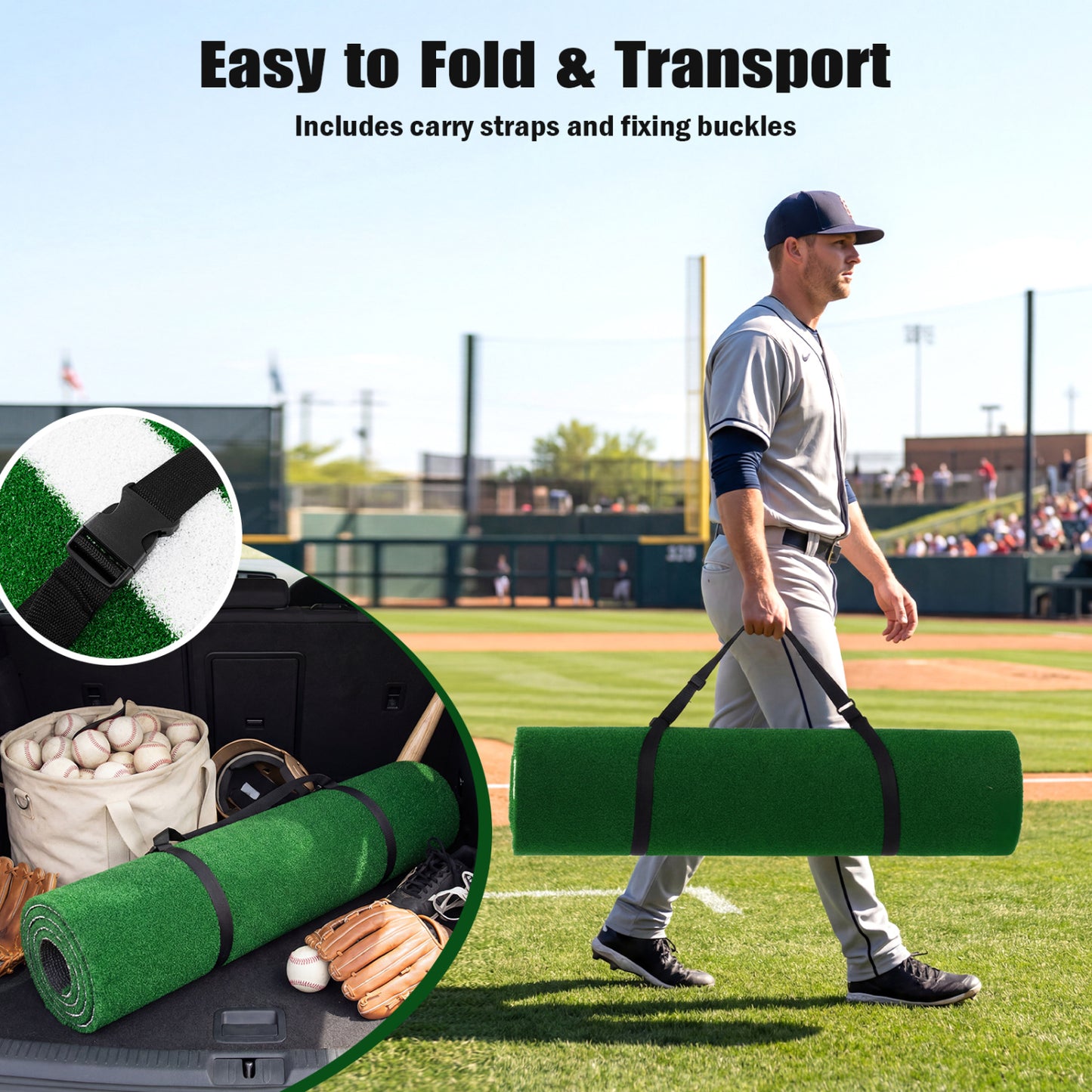 10 x 3.8 ft Baseball Softball Hitting Mat, Home Plate, Green Golf at Gallery Canada