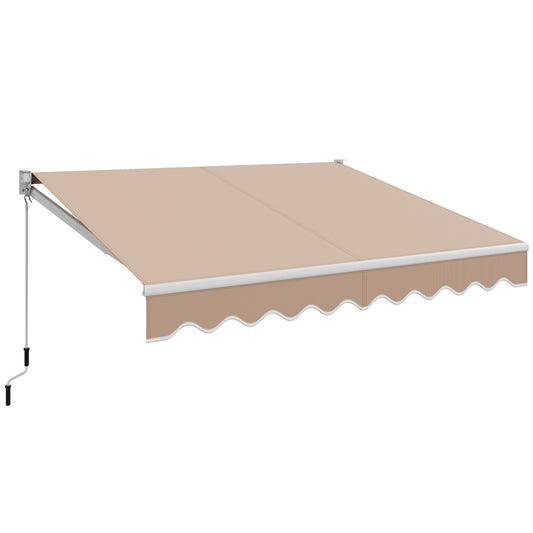 10 x 8.2 Feet Retractable Awning, Manual Crank Handle, Beige Canopies Beige at Gallery Canada