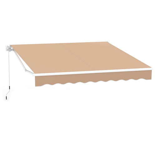 10 x 8.2 Feet Retractable Awning, Manual Crank Handle, Brown
