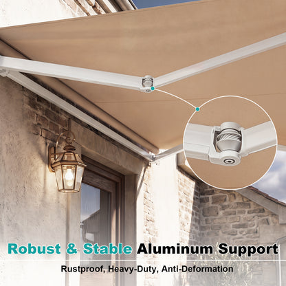 10 x 8.2 Feet Retractable Awning, Manual Crank Handle, Brown Canopies at Gallery Canada