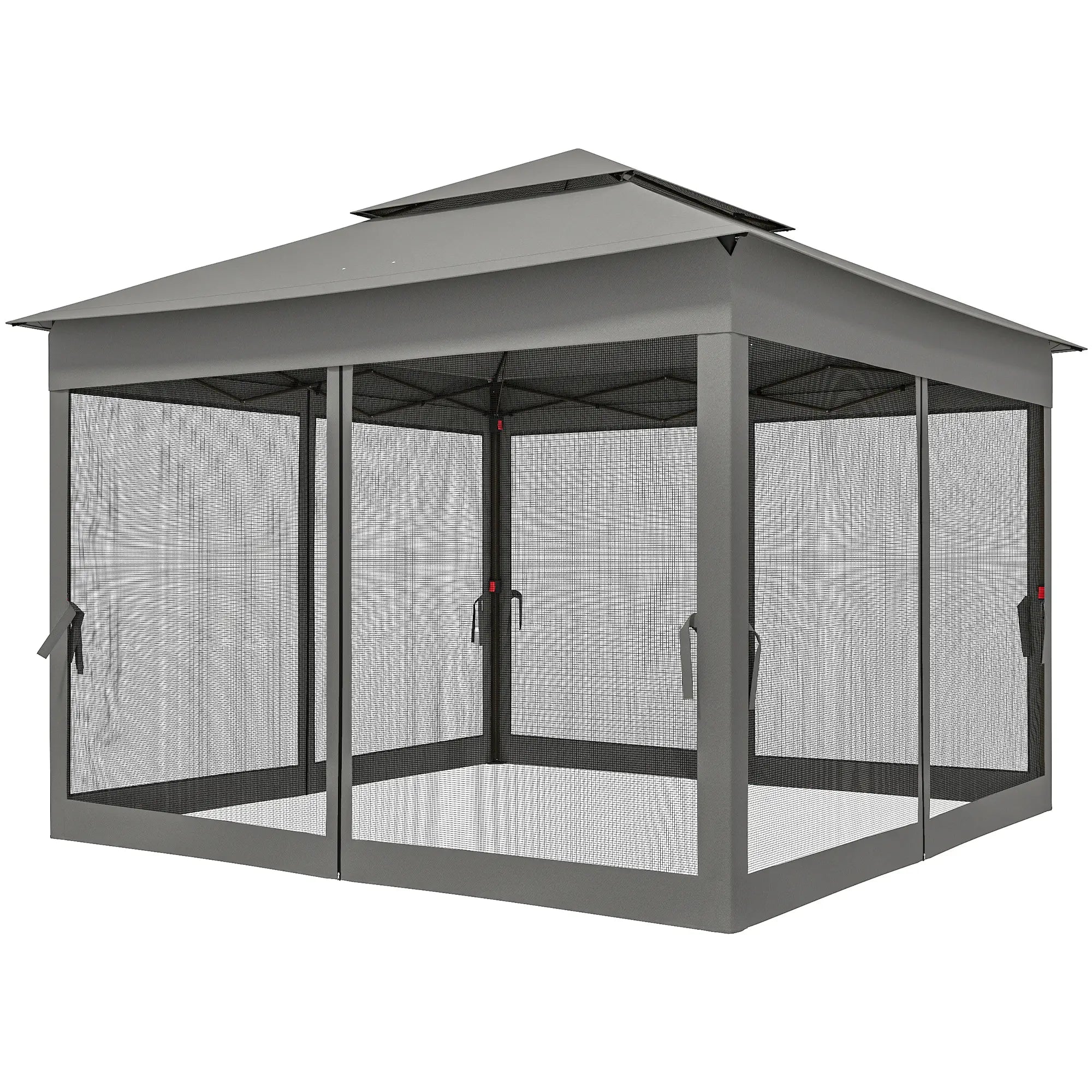 11' x 11' Pop Up Canopy, 2-Tier Soft Top Shelter, Dark Grey Pop Up Canopies Dark Grey at Gallery Canada