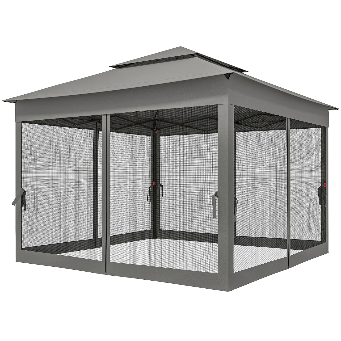 11' x 11' Pop Up Canopy, 2-Tier Soft Top Shelter, Dark Grey Pop Up Canopies Dark Grey at Gallery Canada