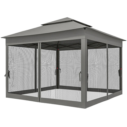 11' x 11' Pop Up Canopy, 2-Tier Soft Top Shelter, Dark Grey Pop Up Canopies Dark Grey at Gallery Canada