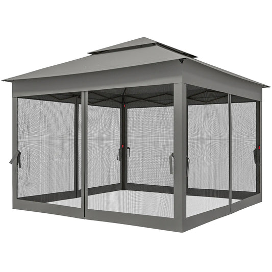 11' x 11' Pop Up Canopy, 2-Tier Soft Top Shelter, Dark Grey Pop Up Canopies Dark Grey at Gallery Canada