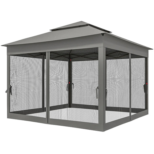 11' x 11' Pop Up Canopy, 2-Tier Soft Top Shelter, Dark Grey