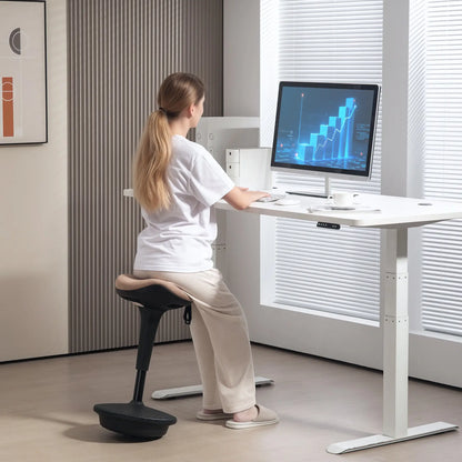Adjustable Ergonomic Swivel Standing Stool, Brown Office Chairs at Gallery Canada