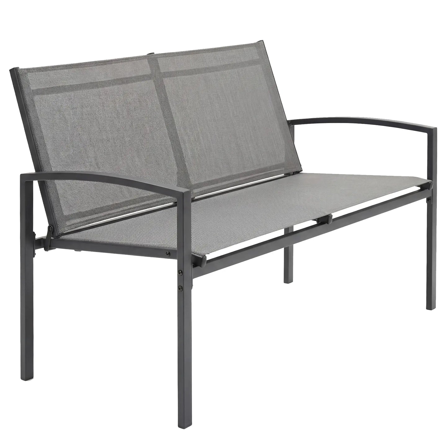 Metal Garden Bench, 44 in, Breathable Mesh Fabric, 484 lb Capacity, Grey Outdoor Benches at Gallery Canada