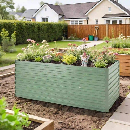 5' x 3' x 2' Raised Garden Bed, Galvanized Planter Box, Light Green