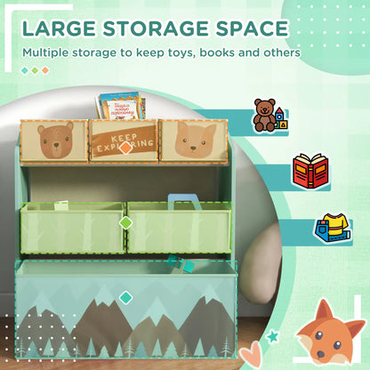 Toy Organizer With 6 Storage Bins, 25" x 12" x 26", Green Baby & Kids Storage at Gallery Canada