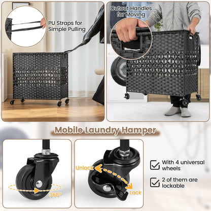 110L 2-Section Laundry Hamper, Removable Washable Liner Bags, Black Laundry Baskets at Gallery Canada