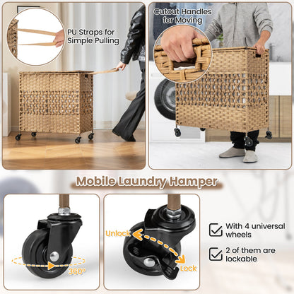 110L 2-Section Laundry Hamper, Removable Washable Liner Bags, Natural Laundry Baskets at Gallery Canada