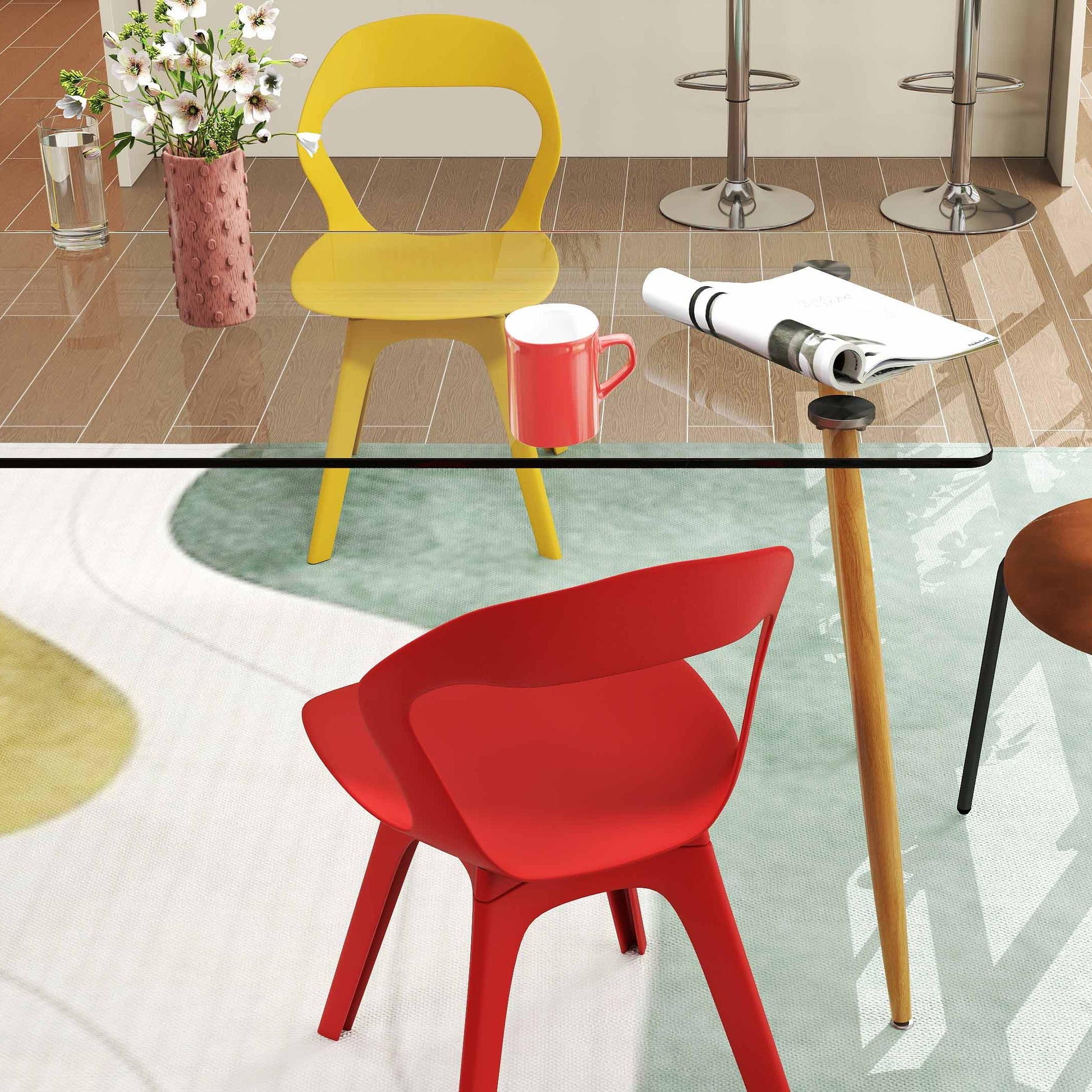 4-Piece Modern Dining Set with Chairs Bar Stools Dresser and Glass Dining Table Dining Room Sets at Gallery Canada