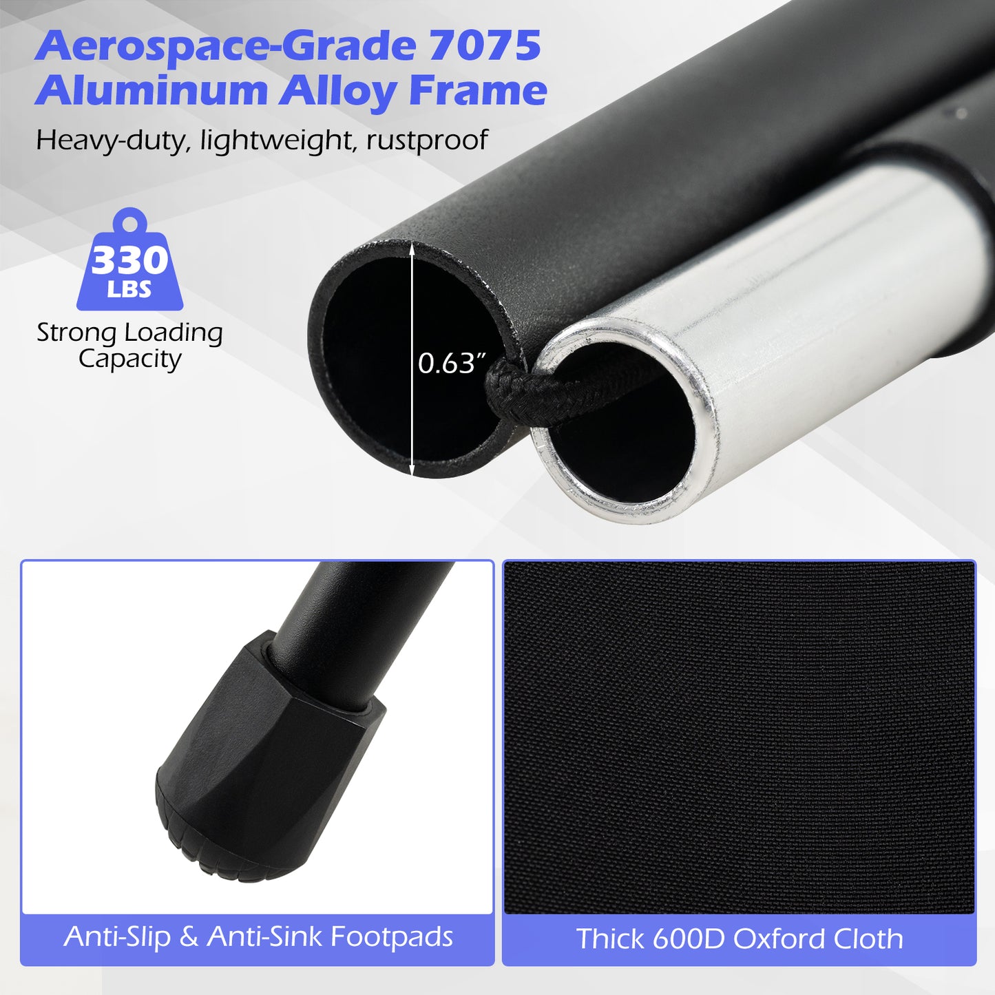 High Back Portable Camping Chair with Compact Carry Bag and Pillow, Black Camping Furniture at Gallery Canada