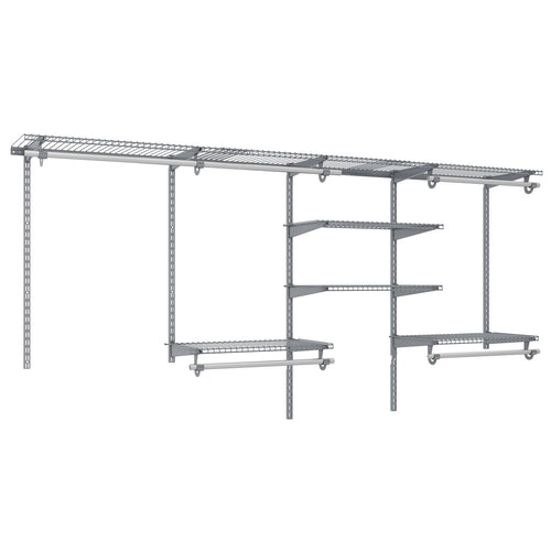 4-8 Feet Closet Organizer With Hanging Rod, Gray