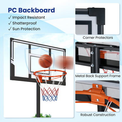 Portable Basketball Hoop, Adjustable 3.3-10 Feet, Black Sport Equipments at Gallery Canada