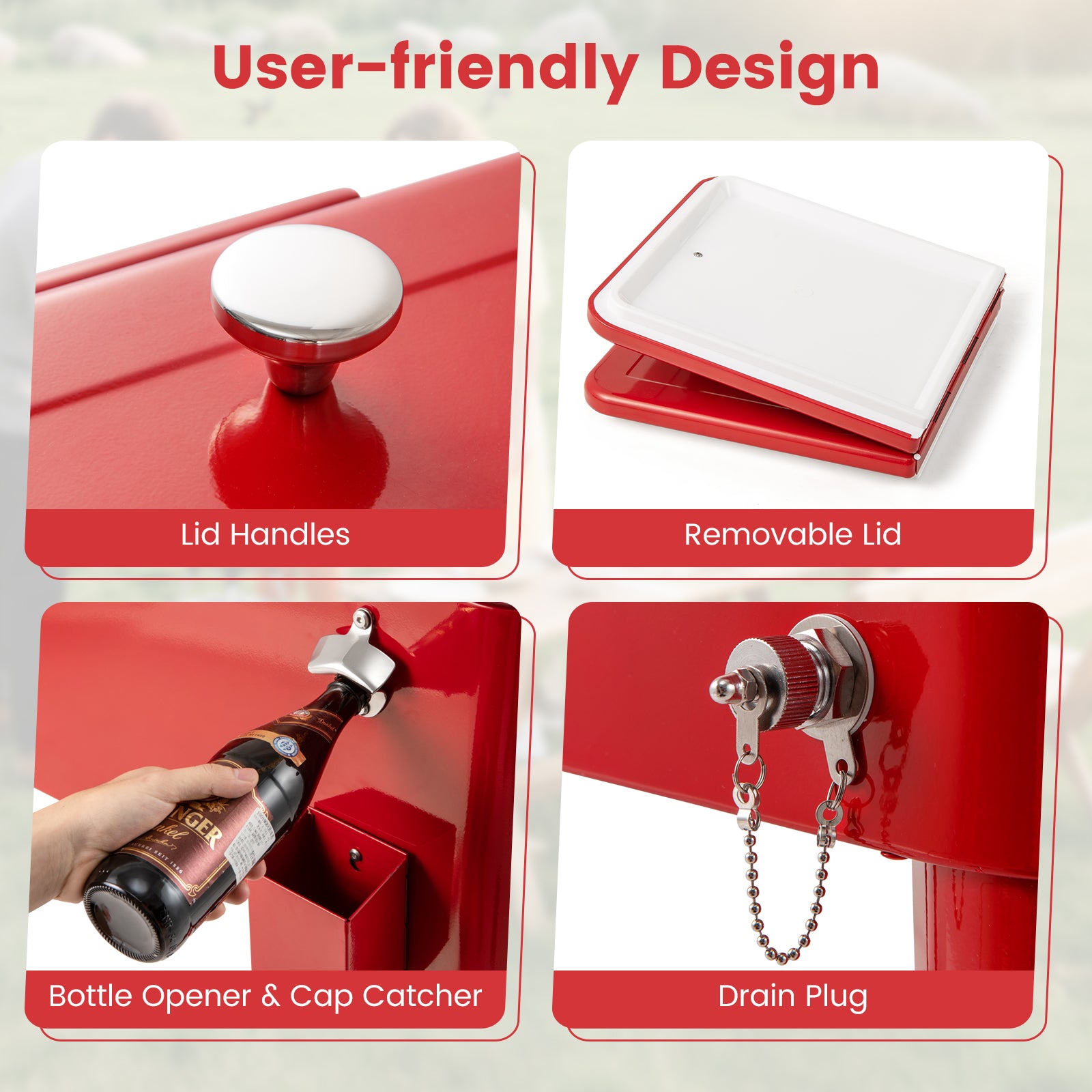 Red Portable Outdoor Patio Cooler Cart, Red Patio Bar Furniture at Gallery Canada